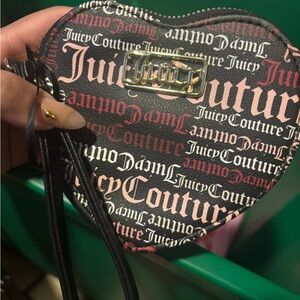 Juicy Couture Heart-Shaped Black and Pink Wristlet